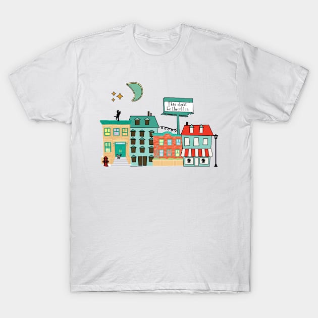 Brooklyn night cityscape T-Shirt by Penny Lane Designs Co.